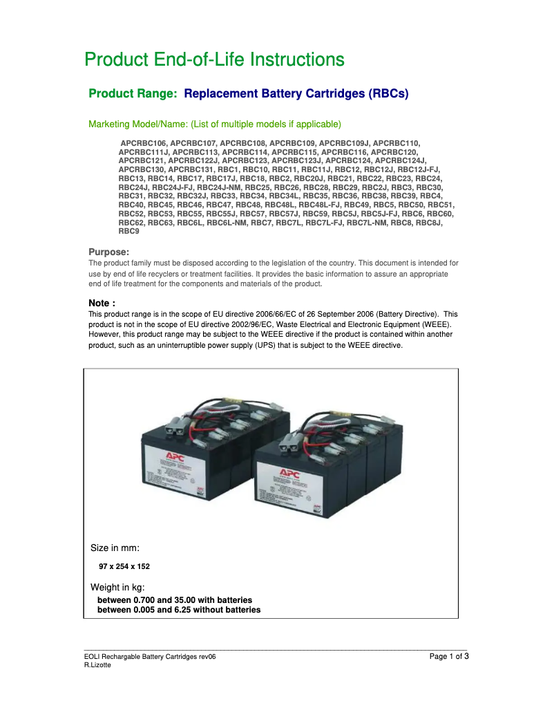 Página 1 del manual Manual de usuario APC RBC63