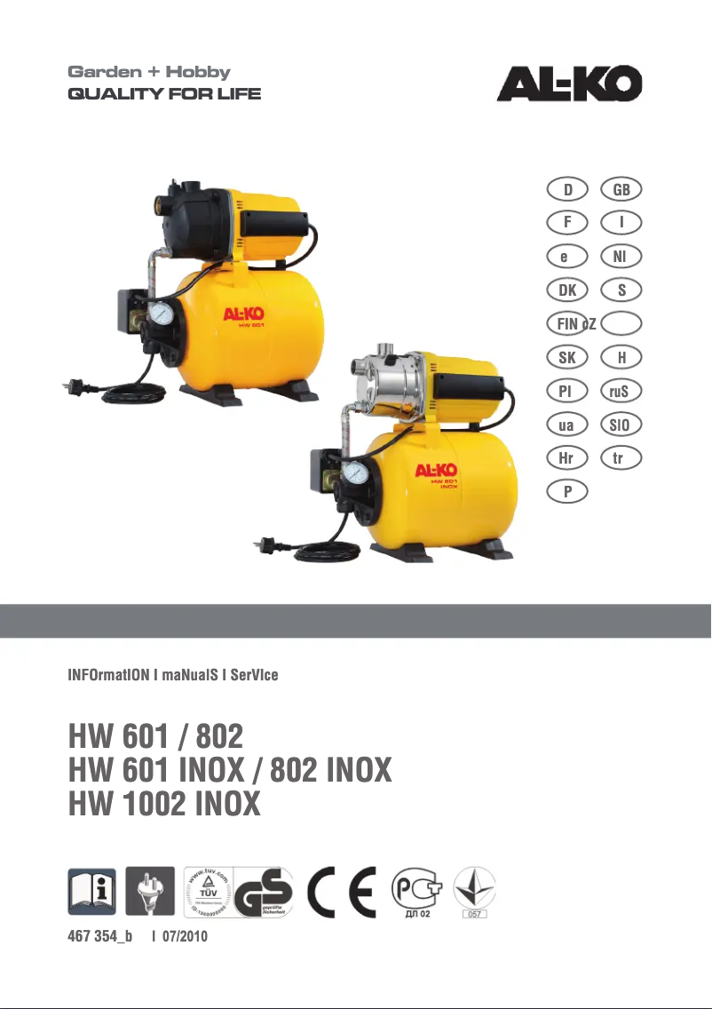 Imagen de la primera página del manual del dispositivo HW 601