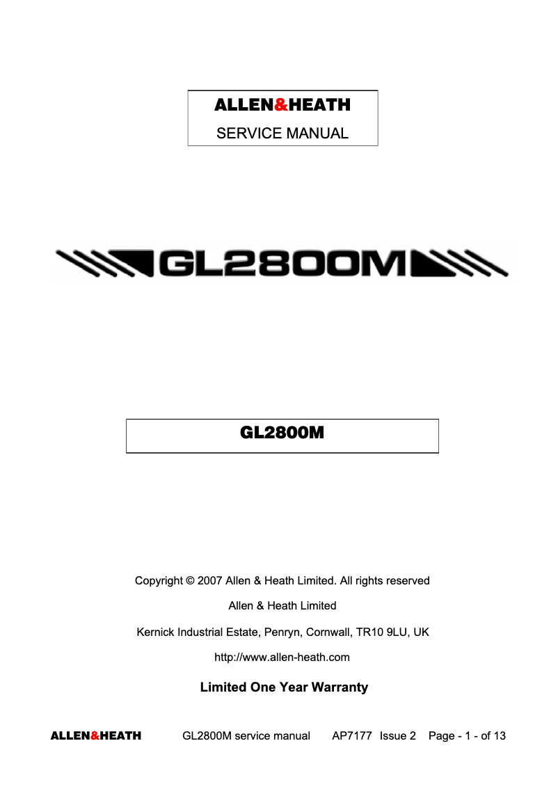 Imagen de la primera página del manual del dispositivo GL2800M