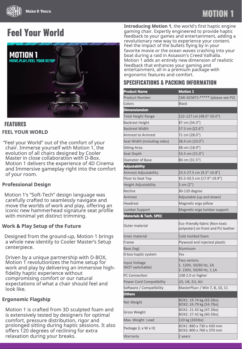 Imagen de la primera página del manual del dispositivo Motion 1