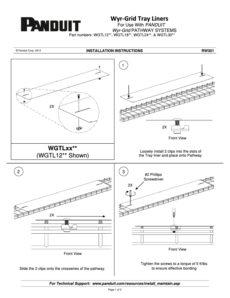 Página nº 1 - Manual de instrucciones Panduit WGTL12PG