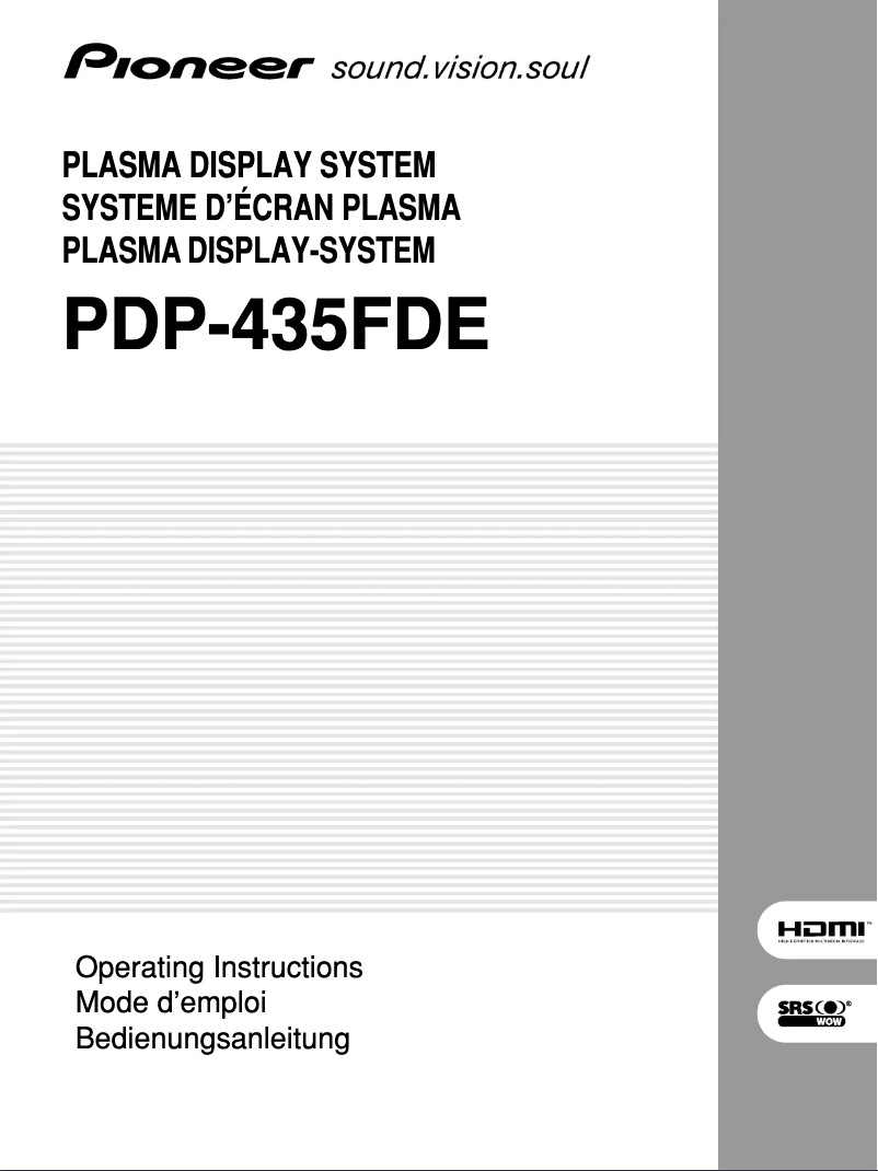 Página 1 del manual Manual de usuario Pioneer PDP-435FDE