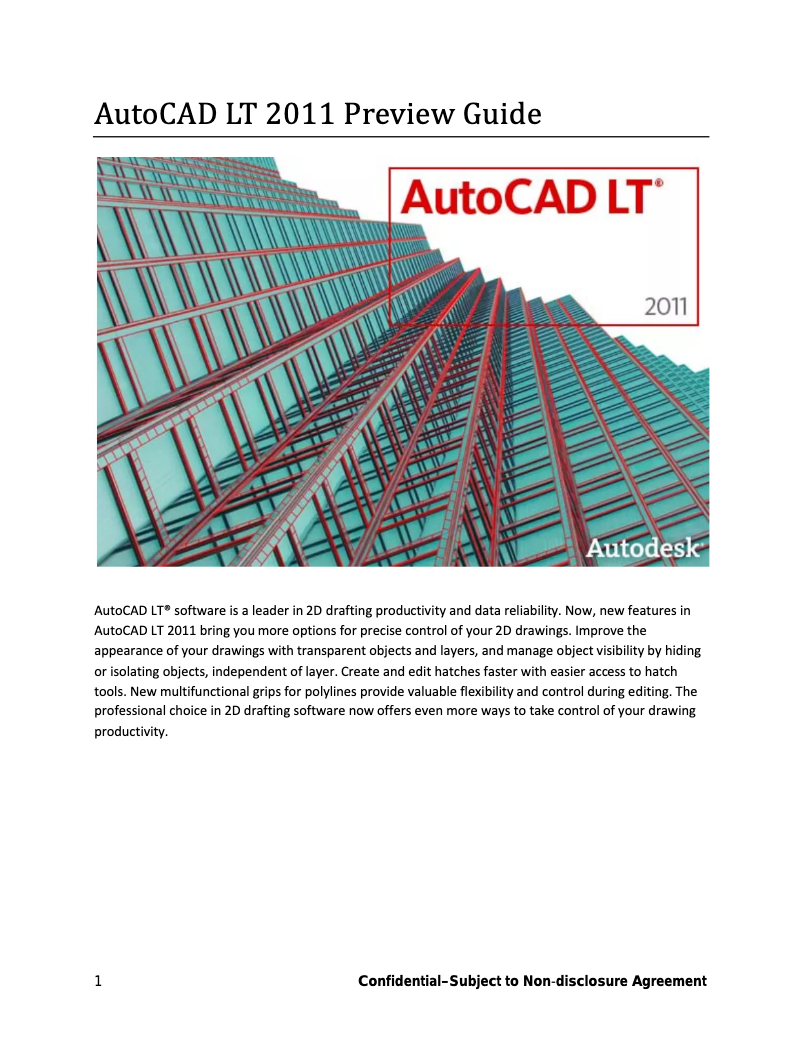 Imagen de la primera página del manual del dispositivo AutoCAD LT 2011