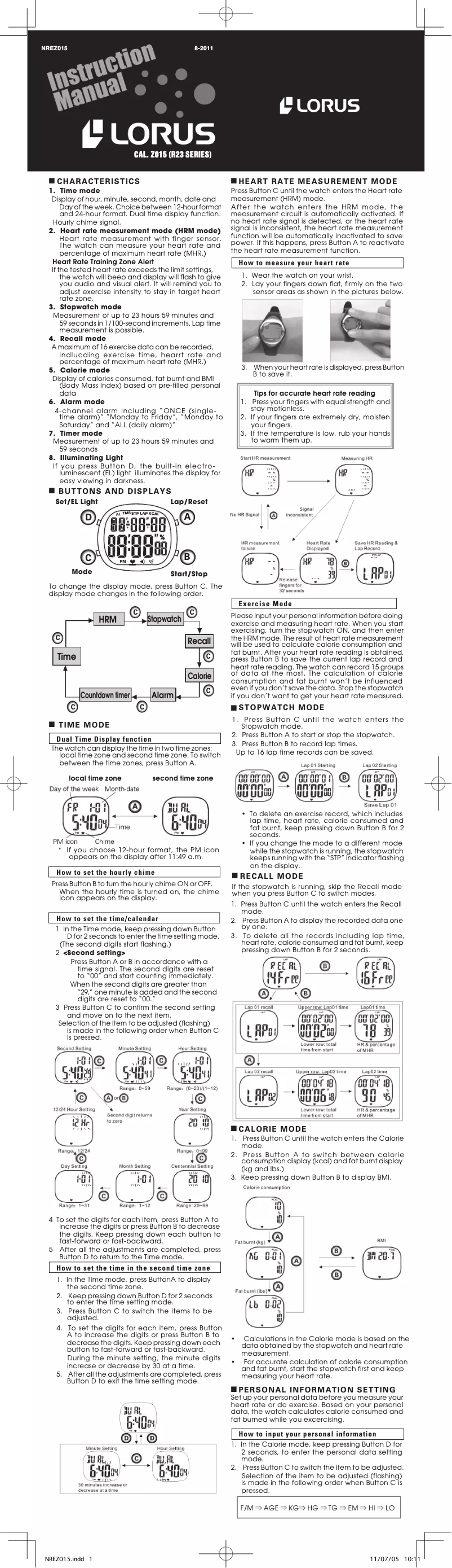 Imagen de la primera página del manual del dispositivo Z015