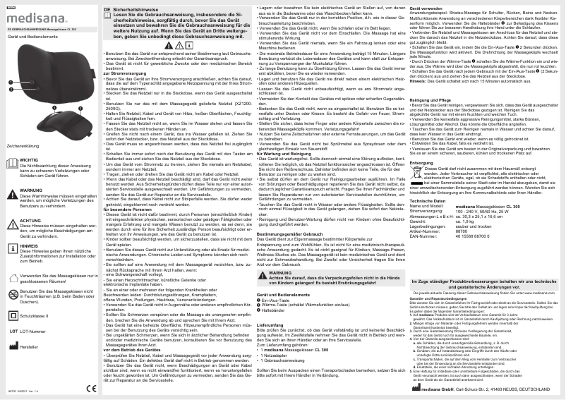 Página nº 1 - Manual de usuario Medisana CL 300