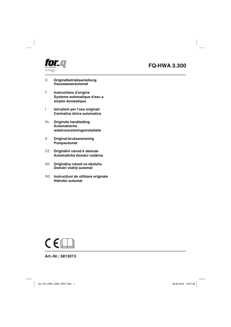 Imagen de la primera página del manual del dispositivo FQ-HWA 3.300