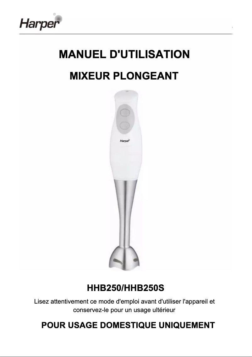 Imagen de la primera página del manual del dispositivo HHB250