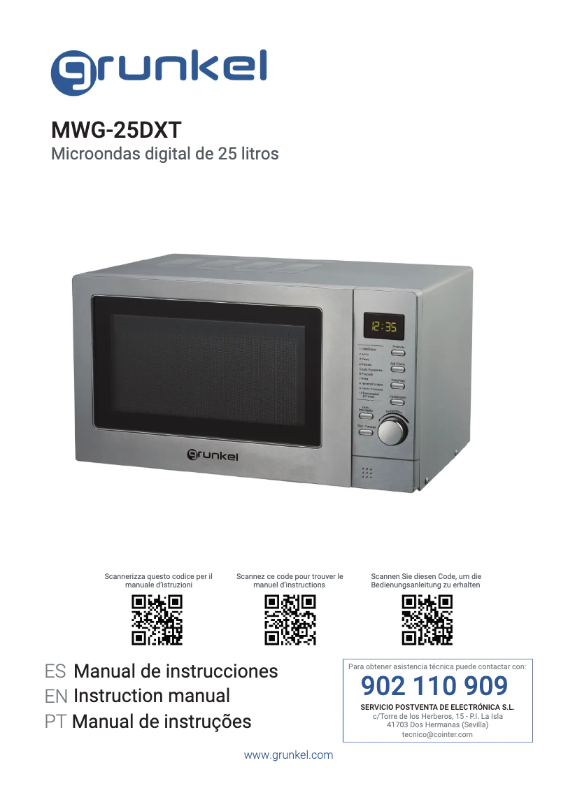Imagen de la primera página del manual del dispositivo MWG-25DXT