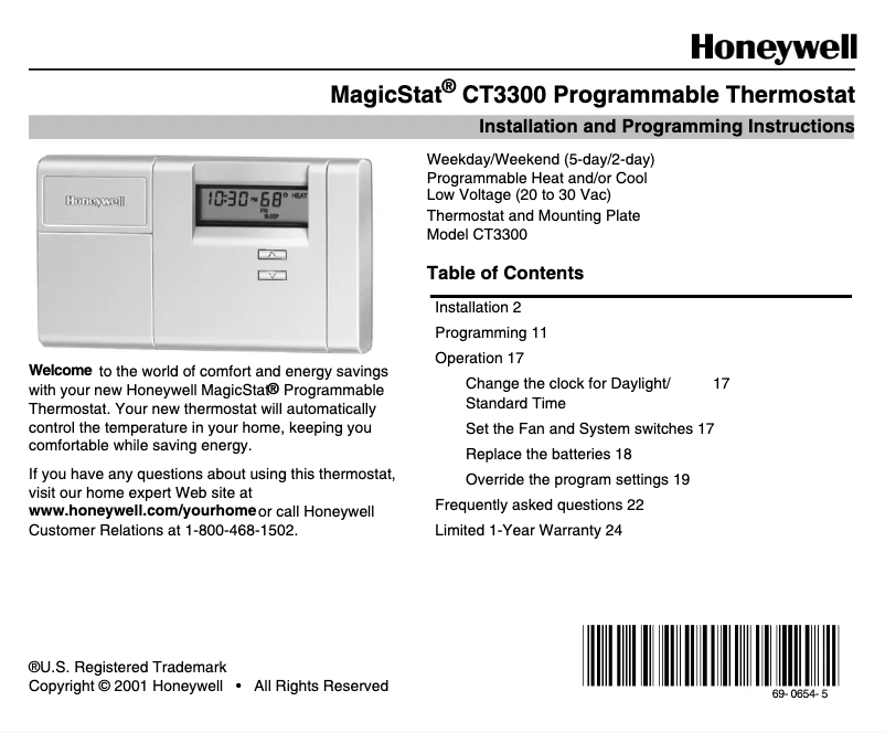 Imagen de la primera página del manual del dispositivo CT3300