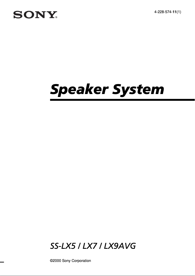 Página nº 1 - Manual de usuario Sony SS-LX5