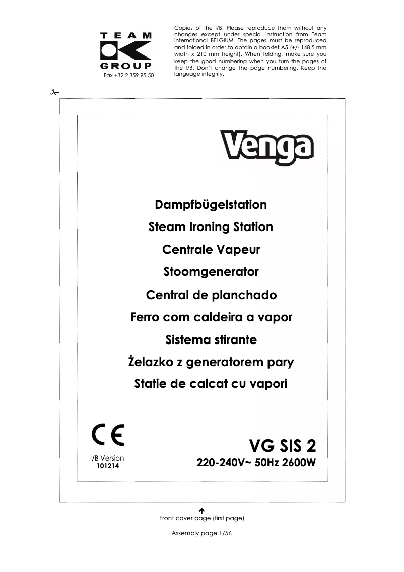 Imagen de la primera página del manual del dispositivo VG SIS 2