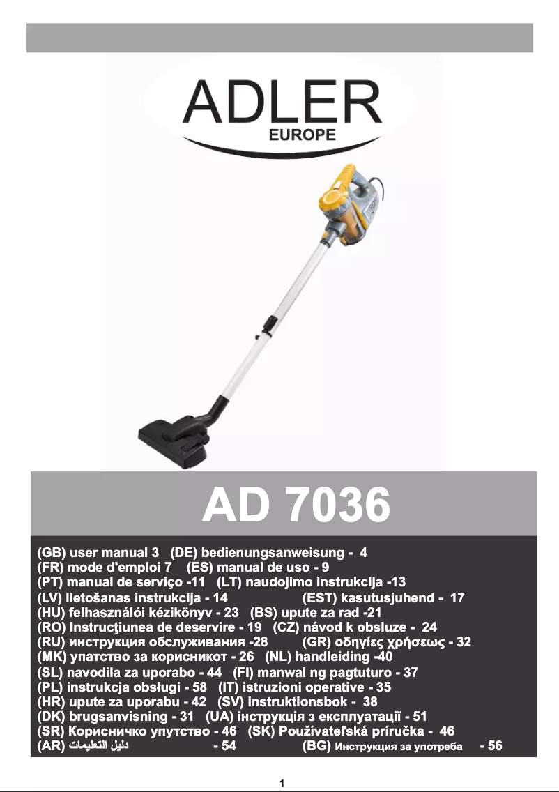 Página 1 del manual Manual de usuario Adler AD 7036