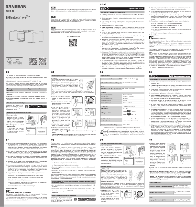 Imagen de la primera página del manual del dispositivo WFR-32
