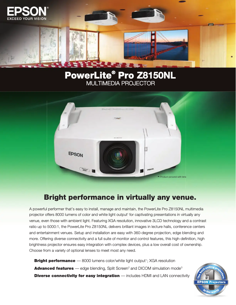 Imagen de la primera página del manual del dispositivo PowerLite Pro Z8150NL