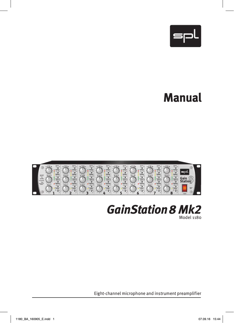 Imagen de la primera página del manual del dispositivo Gainstation 8 Mk2