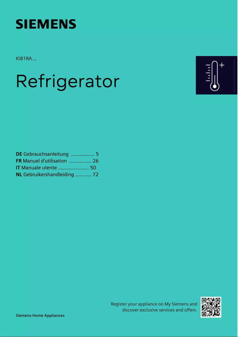 Página 1 del manual Manual de usuario Siemens KI81RSDD0