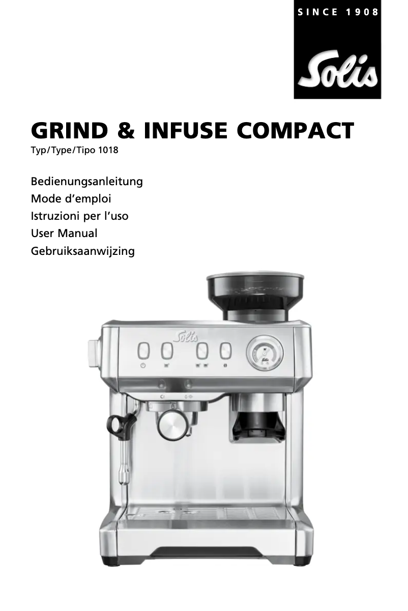 Imagen de la primera página del manual del dispositivo Grind & Infuse Compact 1018