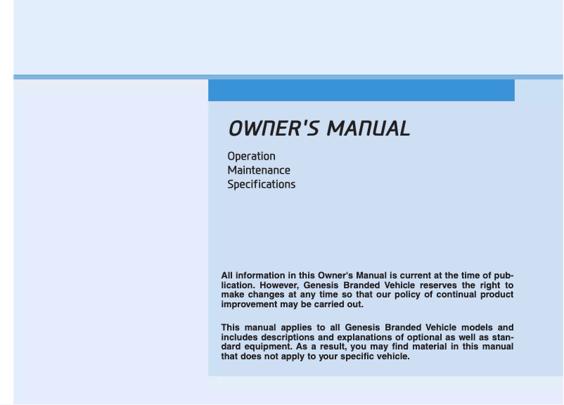 Página nº 1 - Manual de usuario Genesis G80 (2019)