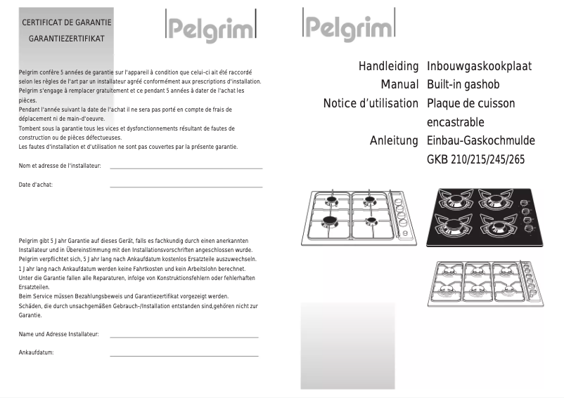 Imagen de la primera página del manual del dispositivo GKB 216