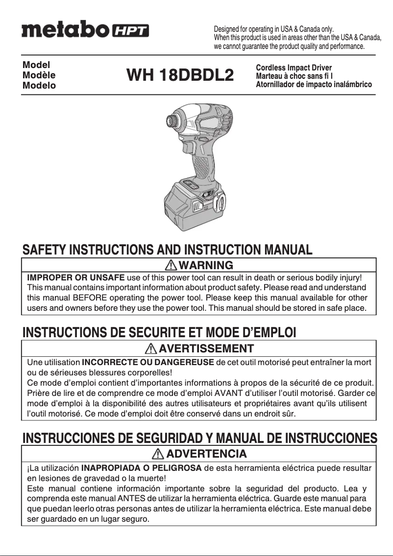 Imagen de la primera página del manual del dispositivo WH18DBDL2