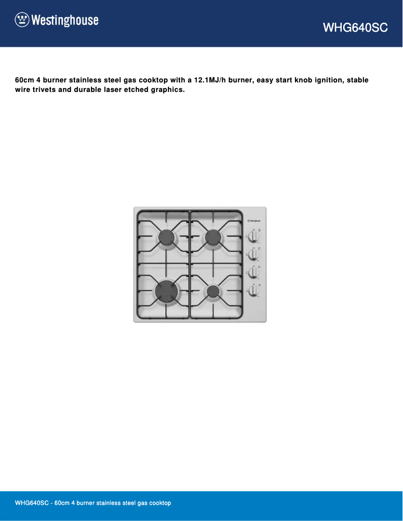 Imagen de la primera página del manual del dispositivo WHG640SC