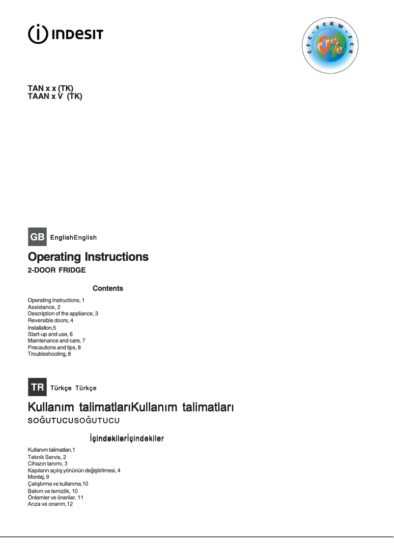 Página nº 1 - Manual de usuario Indesit TAAN 5 V (TK)