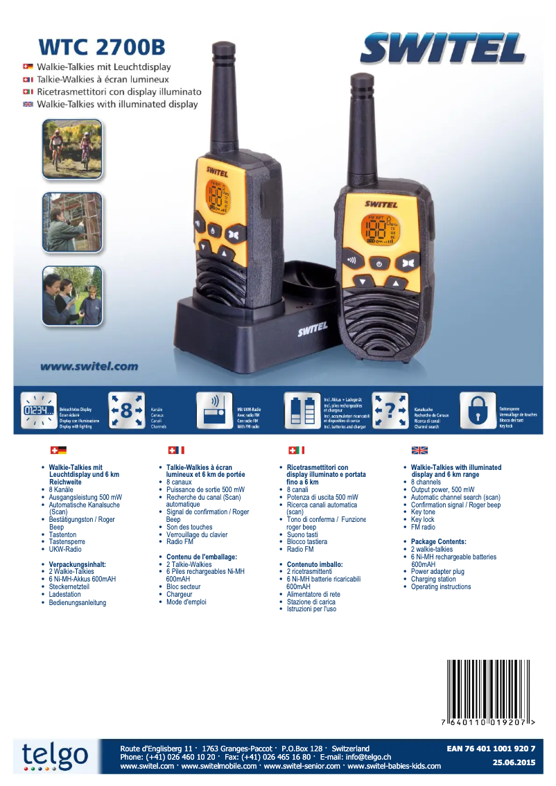 Página 1 del manual Ficha técnica Switel WTC2700B