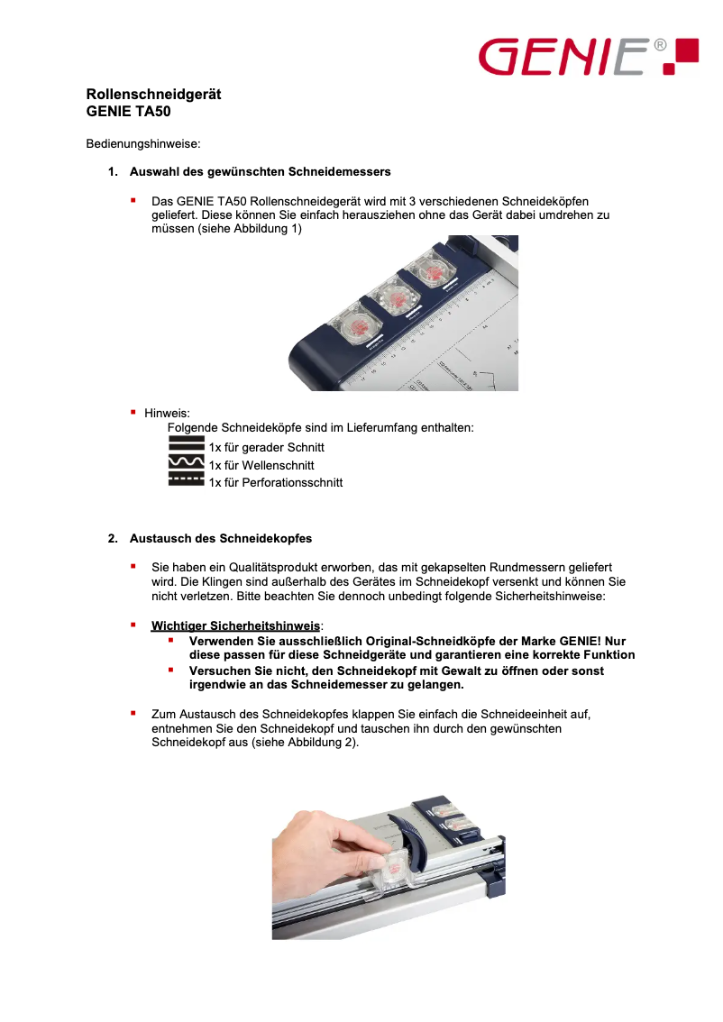 Página nº 1 - Manual de usuario Genie TA50