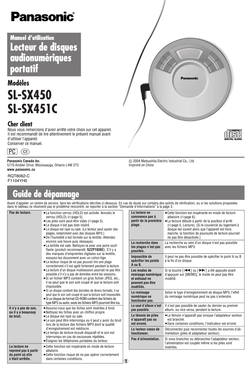 Imagen de la primera página del manual del dispositivo SL-SX451C
