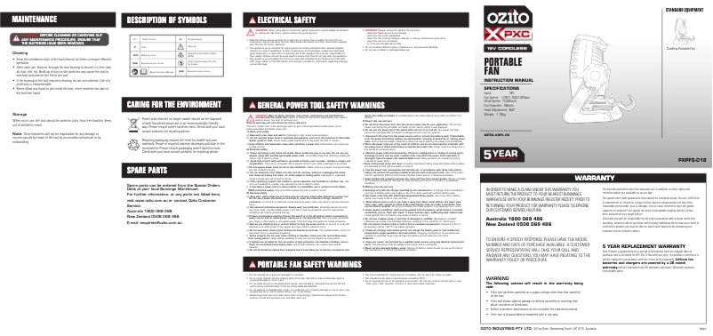 Página nº 1 - Manual de usuario Ozito PXPFS-018