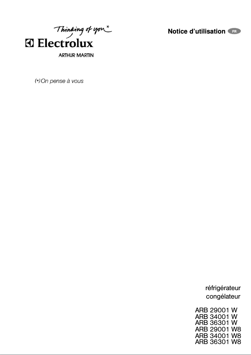 Página 1 del manual Manual de usuario Arthur Martin-Electrolux ARB34001W8