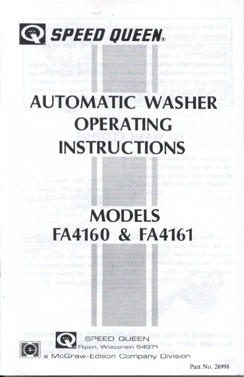 Página 1 del manual Manual de usuario Speed Queen FA4161
