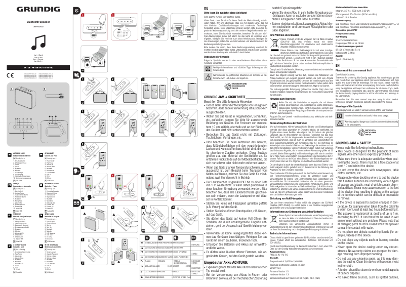Página 1 del manual Manual de usuario Grundig Jam+
