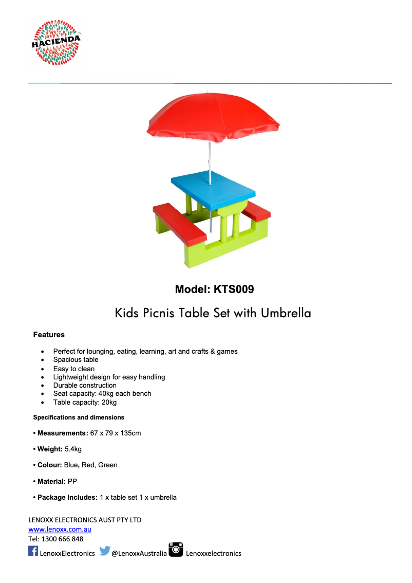 Página 1 del manual Ficha técnica Gem Toys KTS009