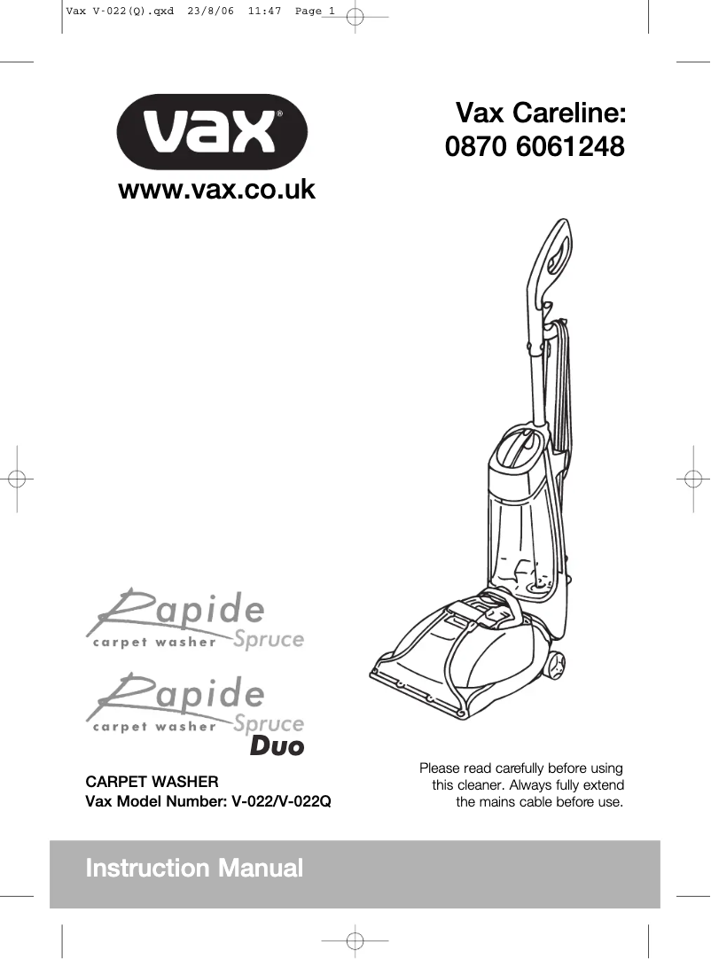Imagen de la primera página del manual del dispositivo Infinity V-022B