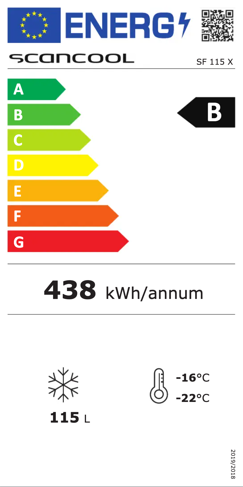 Página nº 1 - Etiqueta energética Scancool SF 115 X