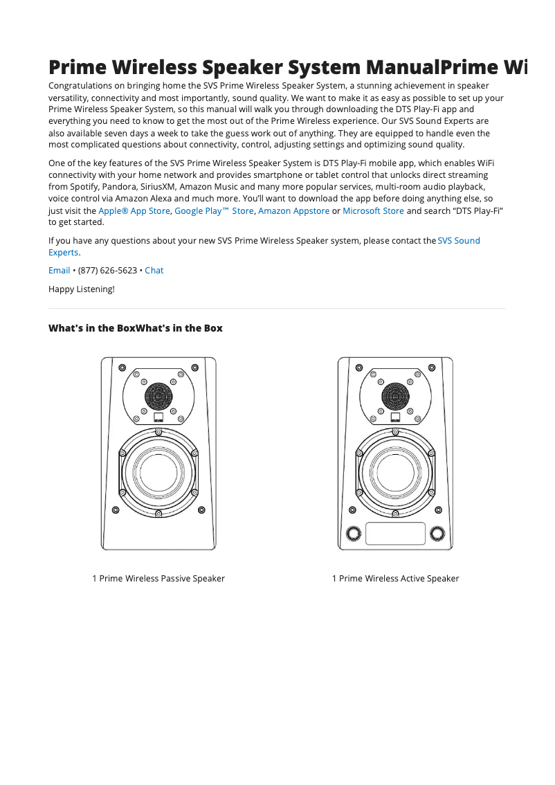 Imagen de la primera página del manual del dispositivo Prime Wireless