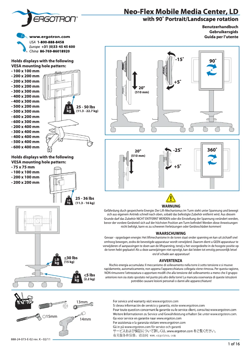 Página 1 del manual Manual de usuario Ergotron Neo-Flex Mobile
