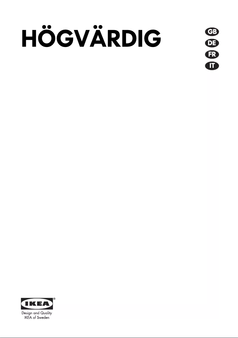Imagen de la primera página del manual del dispositivo HÖGVÄRDIG
