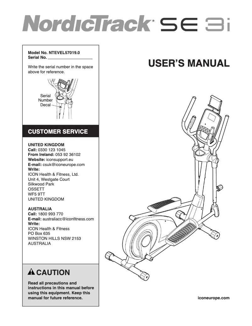 Página nº 1 - Manual de usuario NordicTrack SE 3i