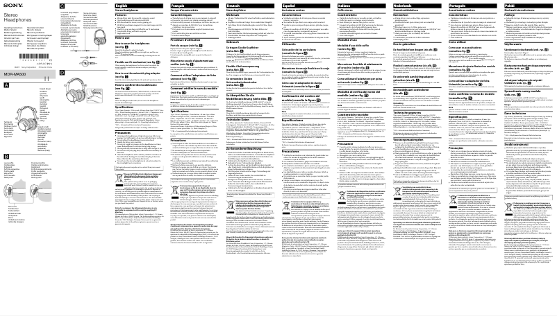 Página 1 del manual Manual de usuario Sony MDR-MA500