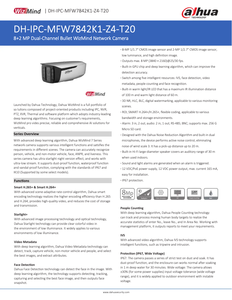 Página 1 del manual Ficha técnica Dahua Technology IPC-MFW7842K1-Z4-T20