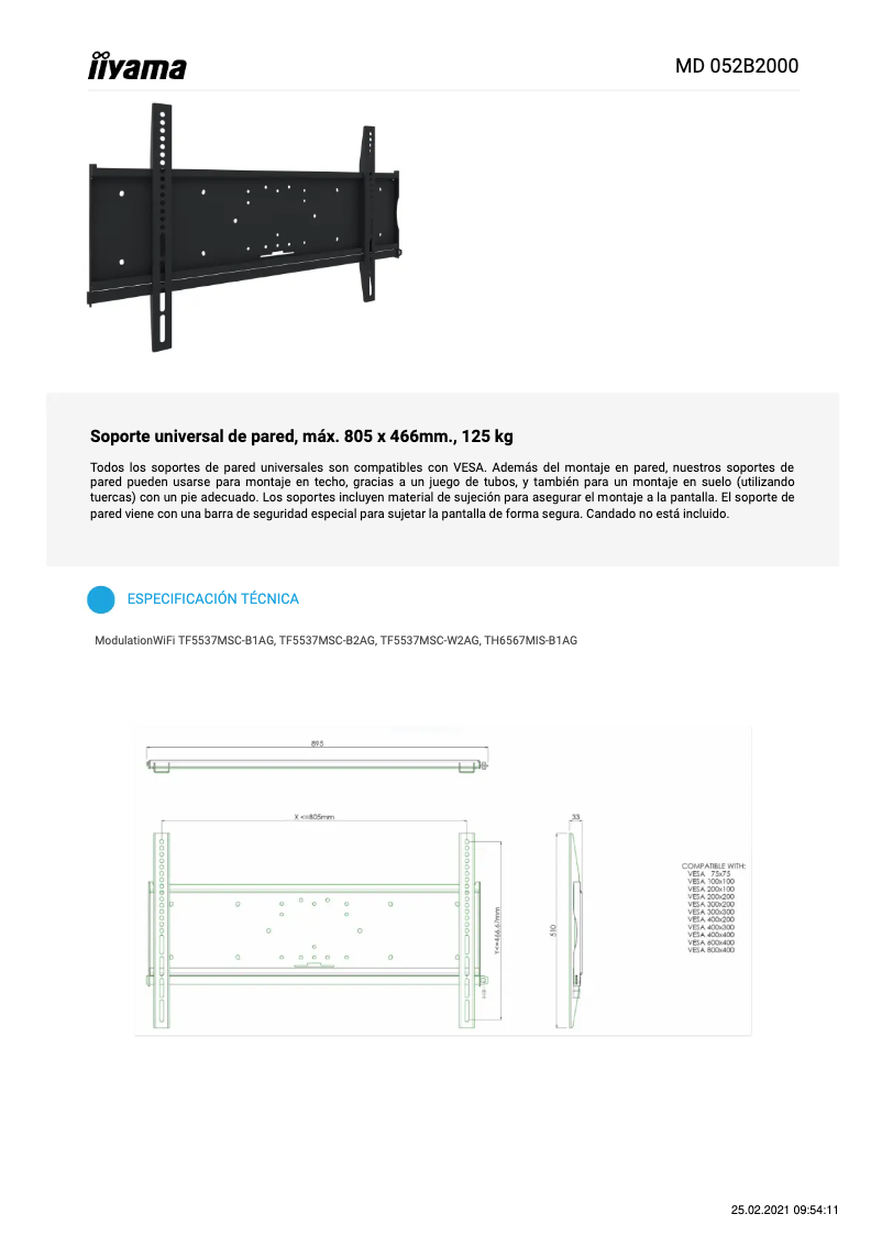 Página nº 1 - Manual de usuario Iiyama MD 052B2000