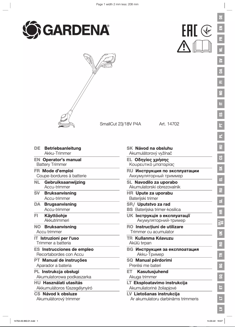 Página nº 1 - Manual de usuario Gardena SmallCut 23/18V P4A