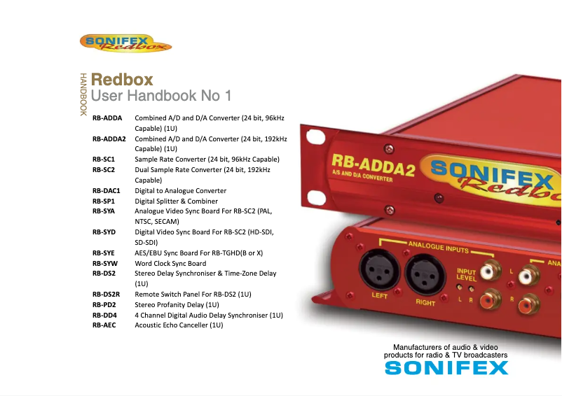 Imagen de la primera página del manual del dispositivo Redbox RB-SYW