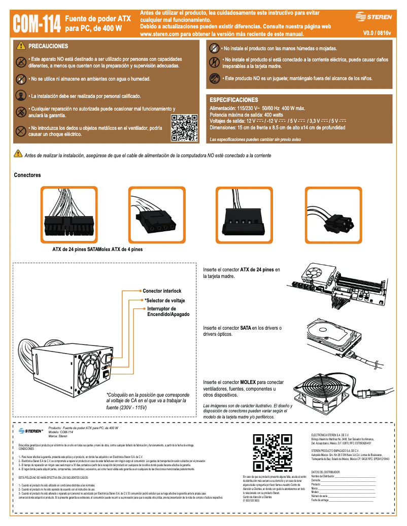 Página 1 del manual Manual de usuario Steren COM-114