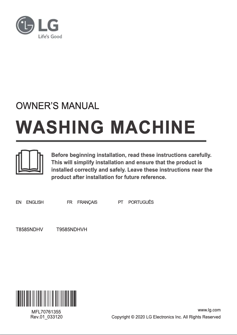 Imagen de la primera página del manual del dispositivo T9585NDHVH