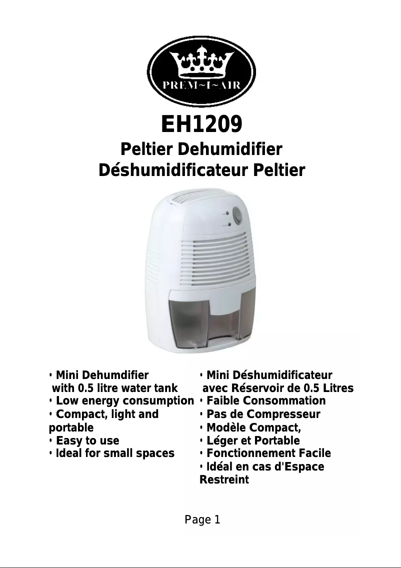 Imagen de la primera página del manual del dispositivo EH1209