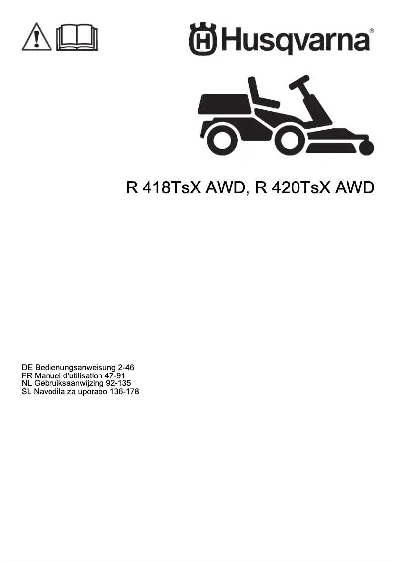 Página 1 del manual Manual de usuario Husqvarna R 418TsX AWD