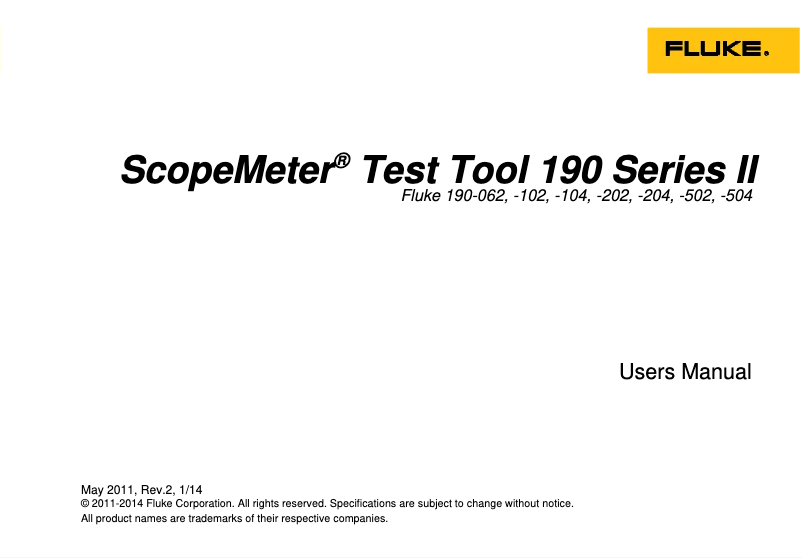 Página 1 del manual Manual de usuario Fluke ScopeMeter 190-504